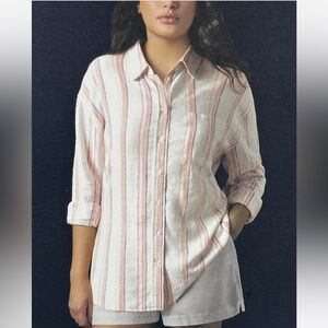 GAP Multicolor Linen Striped Button-Up Shirt